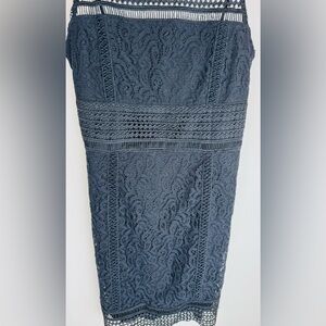 Black Swan Medium Black Lace Crochet Trim Bodycon Mini Cocktail Dress Lined